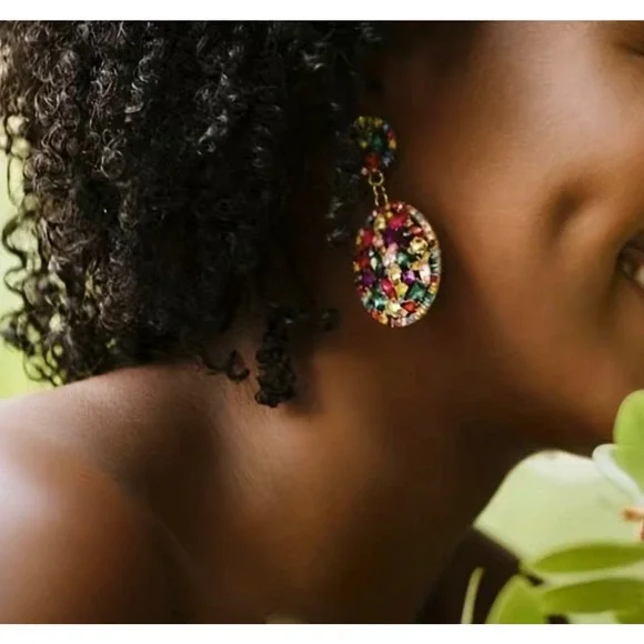 Colorful Shiny Rhinestone Luxury Earrings! Y2K Style Alloy Jewelry! - Picture 2 of 3